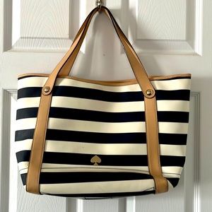 KS Tote, white and navy striped